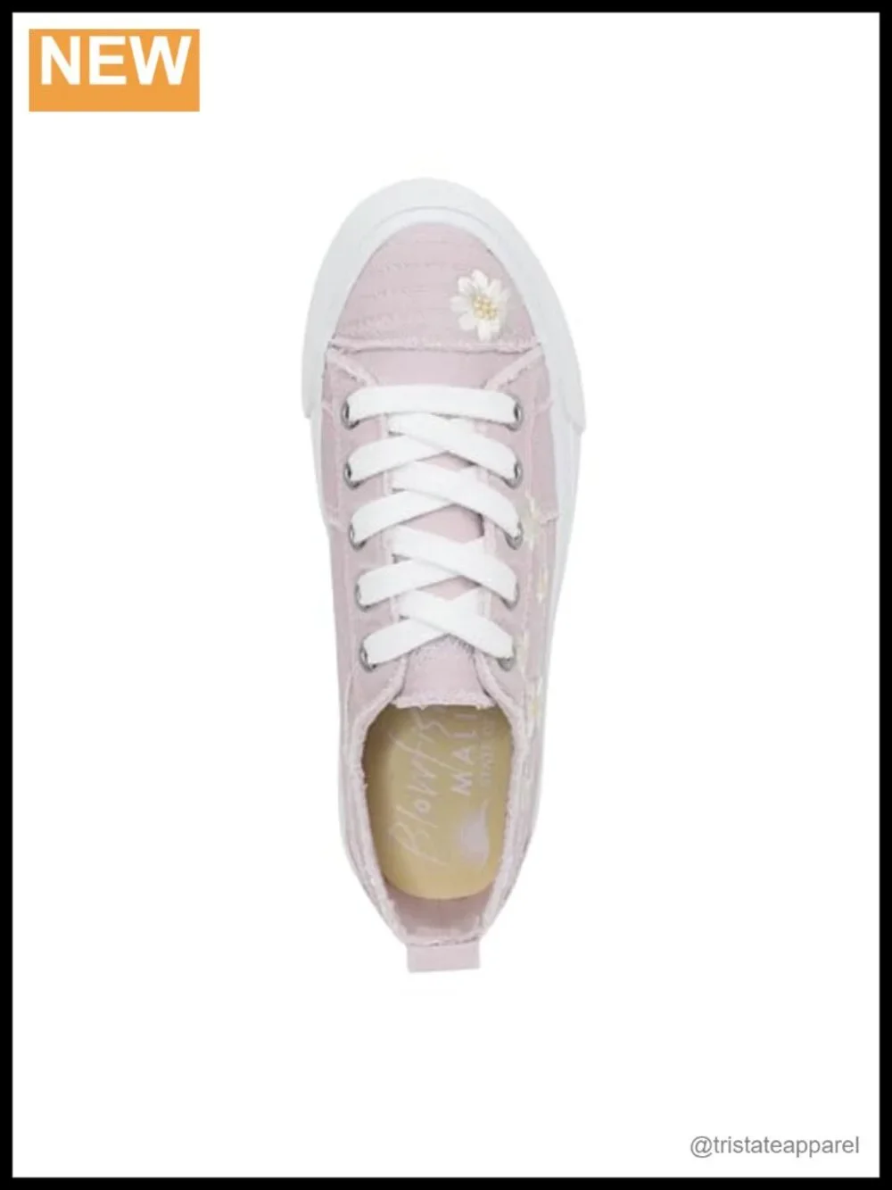 Low-Top Canvas Sneakers with Embroidered Daisy Flowers - Platform Sole, Lace-Up